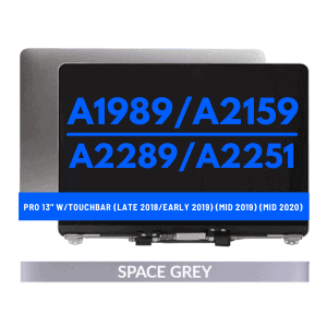 Complete LCD Display Assembly (A1989: Late 2018 / Early 2019) (A2159 Mid 2019) (A2289/A2251: Mid 2020) -Space Grey