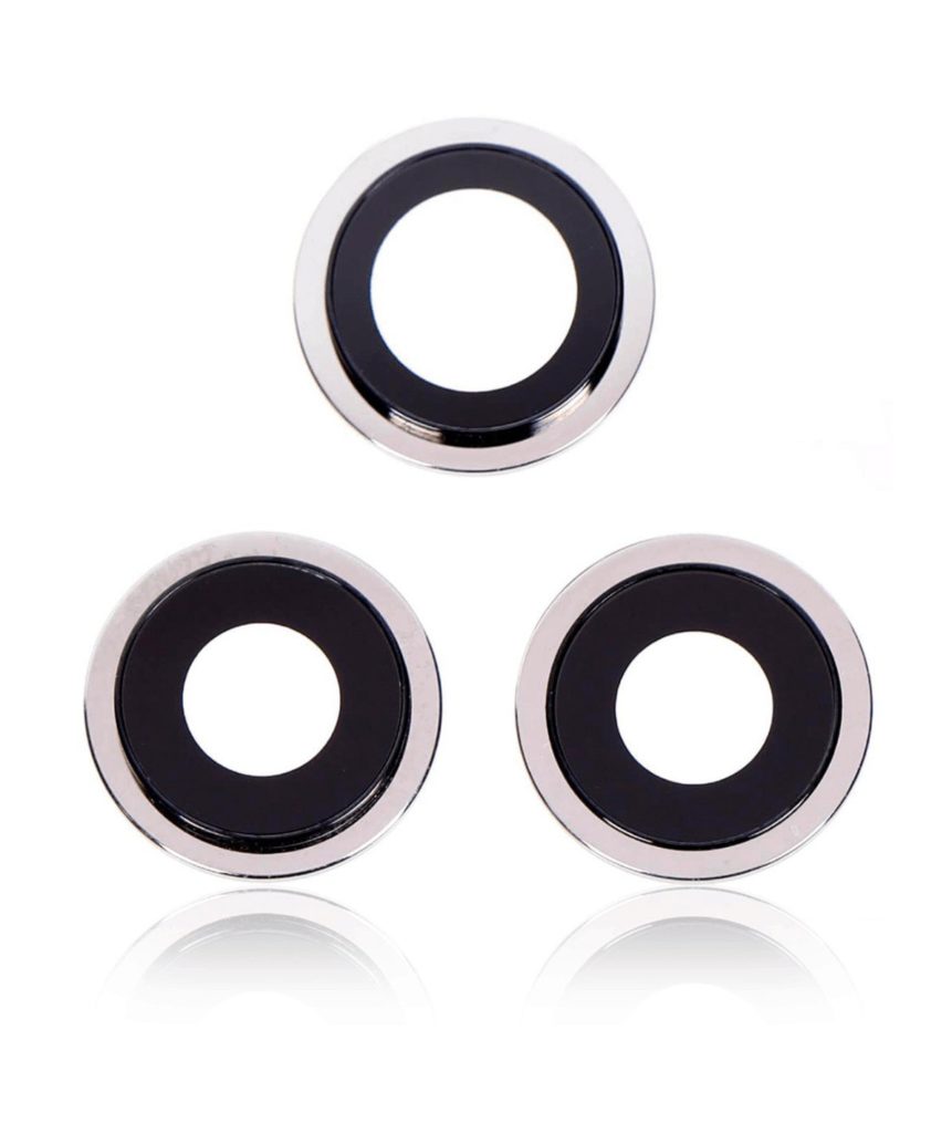 Back Camera Lens With Bracket Compatible For iPhone 12 Pro Max (Silver) (Real Sapphire / Premium Quality)