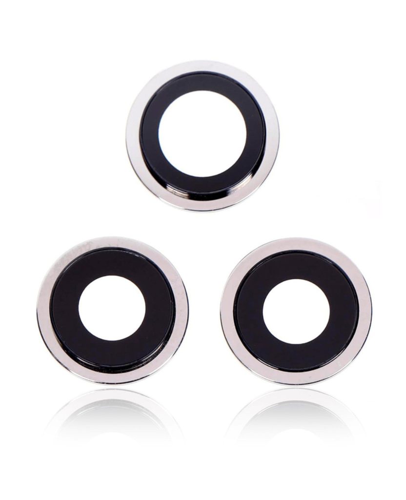 Back Camera Lens With Bracket Compatible For iPhone 12 Pro (Silver) (Real Sapphire / Premium Quality)