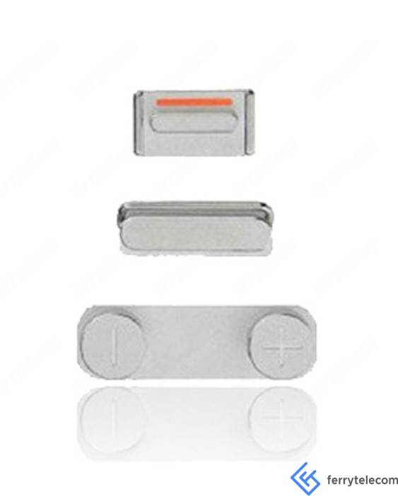 Hard Buttons Set Compatible For iPhone 5 (Power: Volume & Vibrator) (Silver)