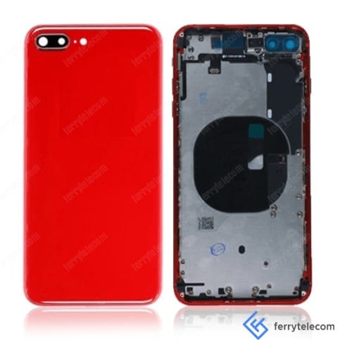 Back Housing W/ Small Components Pre-Installed Compatible For iPhone 8 Plus (Red)