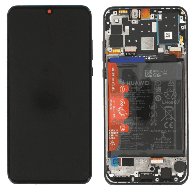 LCD Touchscreen – Black, Huawei P30 Lite New Edition / 02352PJM / 24MP Rearcamera (Service Pack)