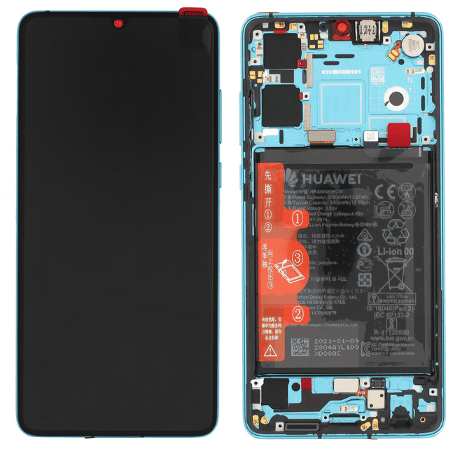 LCD Touchscreen – Aurora Blue, Huawei P30 / 02354HRH (Service Pack)