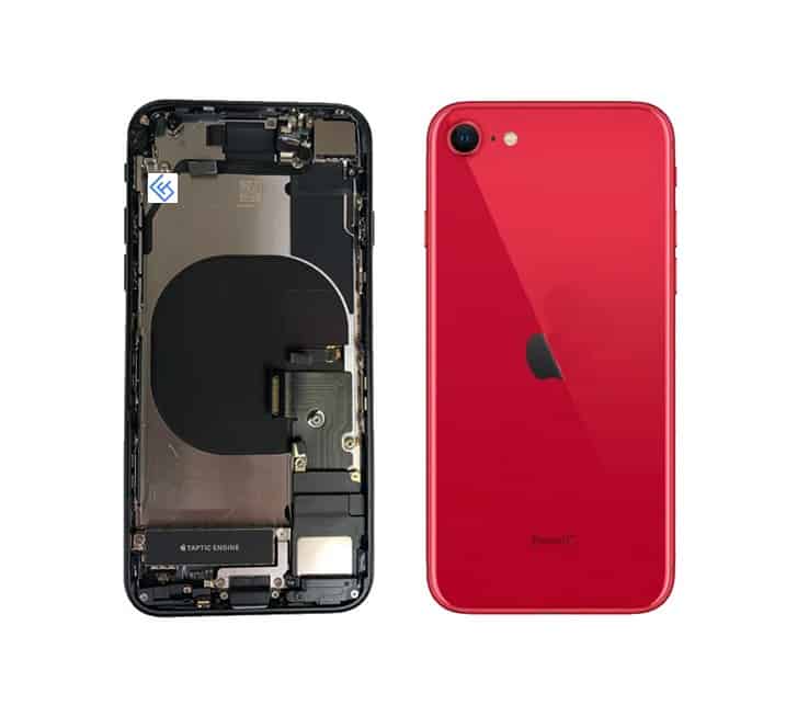 Back Housing W/ Small Components Pre-Installed Compatible For iPhone SE (2022) (Red)