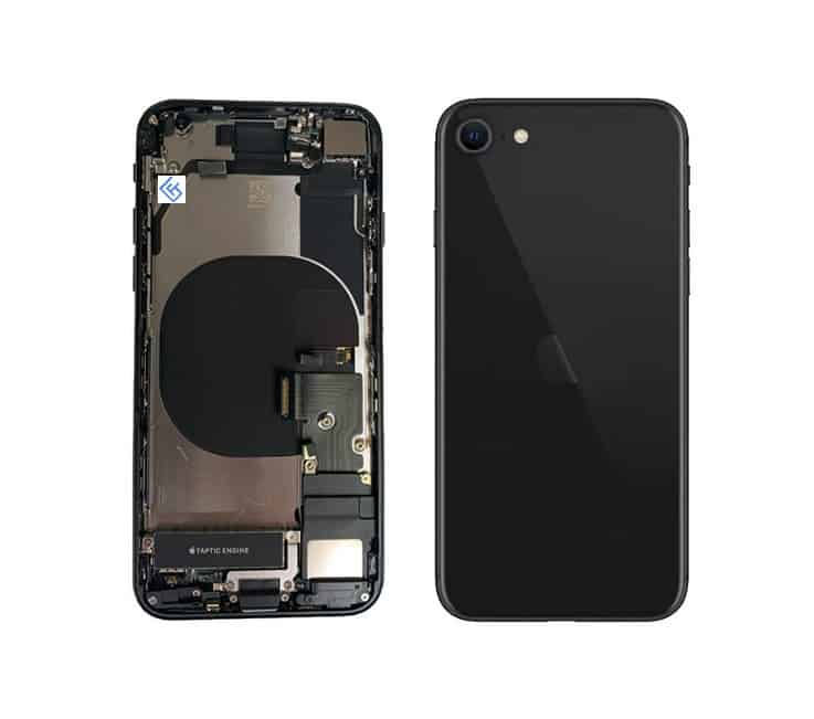 Back Housing W/ Small Components Pre-Installed Compatible For iPhone SE (2022) (Black)