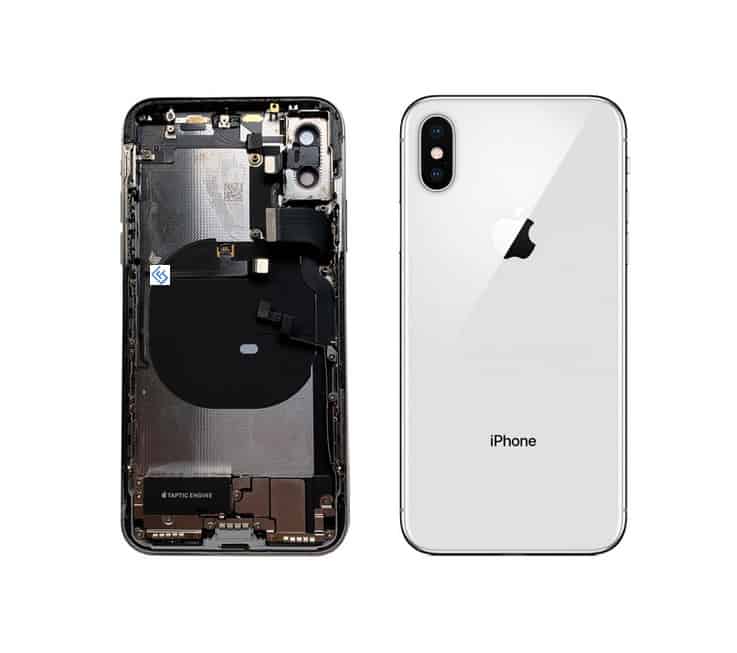 Back Housing W/ Small Components Pre-Installed Compatible For iPhone X (Silver)