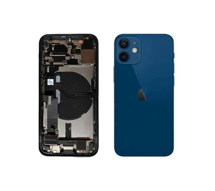 Back Housing W/ Small Components Pre-Installed Compatible For iPhone 12 Mini (Blue)