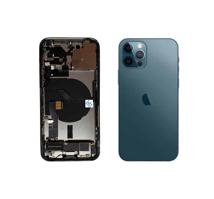 Back Housing W/ Small Components Pre-Installed Compatible For iPhone 12 Pro (Pacific Blue)