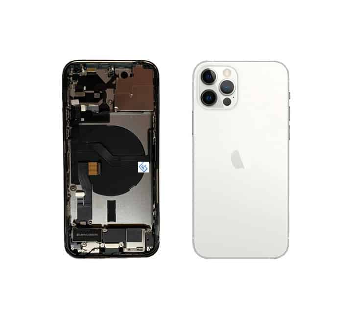 Back Housing W/ Small Components Pre-Installed Compatible For iPhone 12 Pro (Silver)