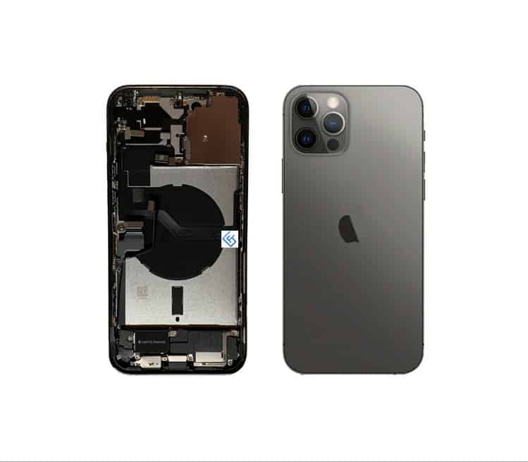 Back Housing W/ Small Components Pre-Installed Compatible For iPhone 12 Pro Max (Graphite)
