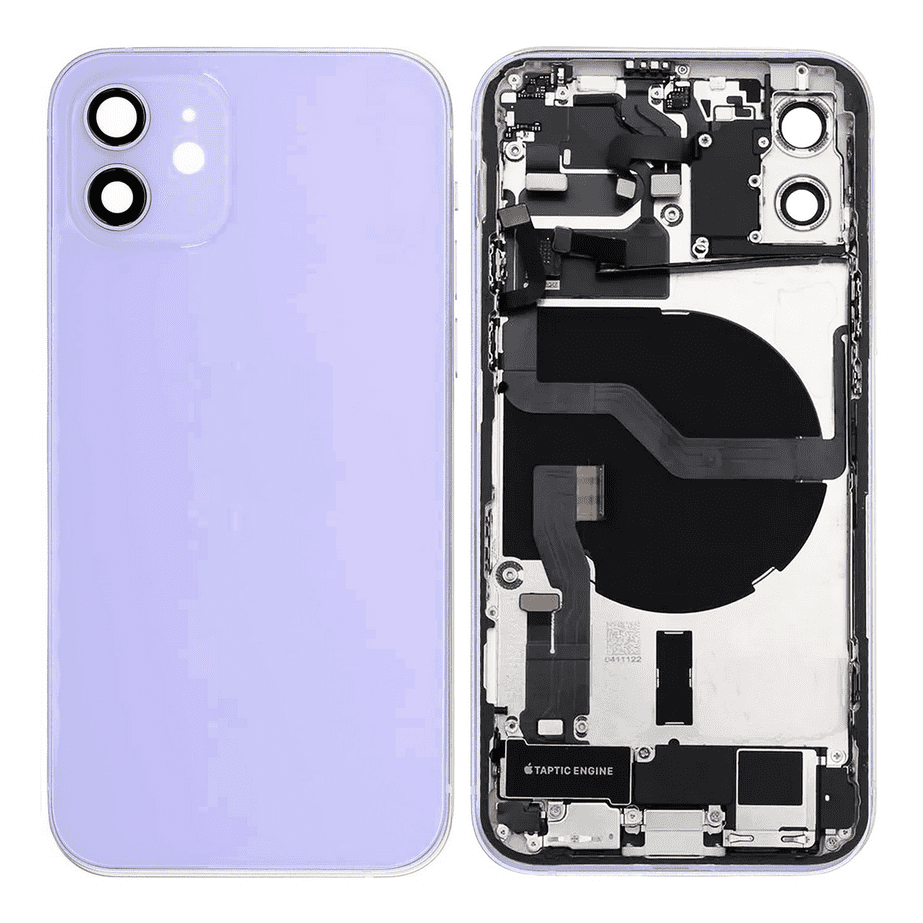 Back Housing W/ Small Components Pre-Installed Compatible For iPhone 12 (Violet)