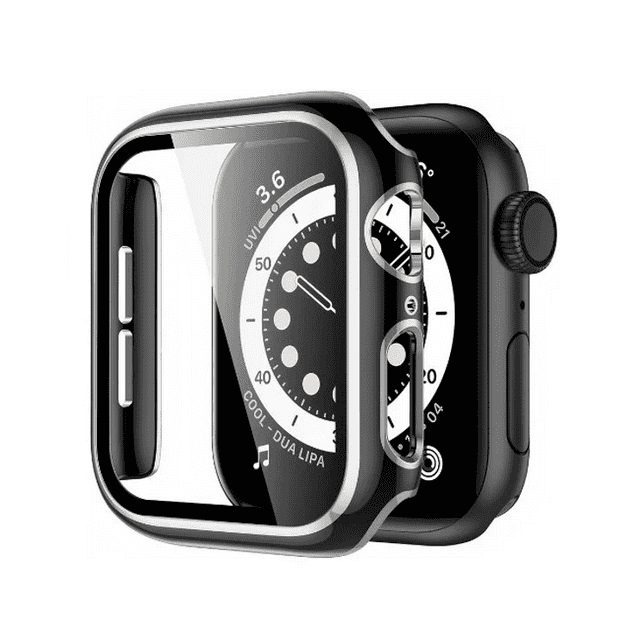 Silver Plated Protection Case for Apple Watch Series 7/8/SE 2022 (45mm) - Black