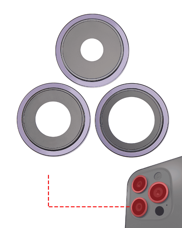 Back Camera Lens With Bracket & Bezel Compatible For iPhone 14 Pro / 14 Pro Max (Deep Purple)