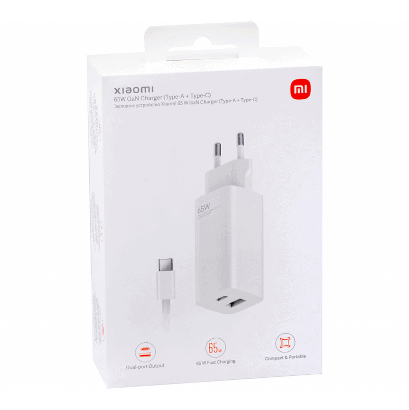 Xiaomi Mi 65W GaN Charger Type A / Type C with Type-C Cable White BHR5515GL (Retail Pack)