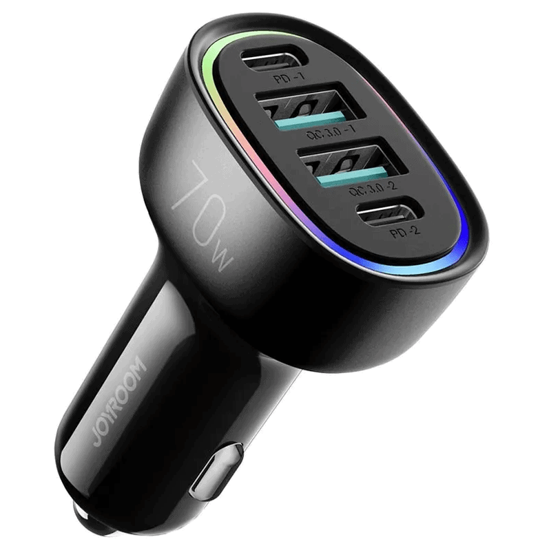 Joyroom Fast Car Charger with RGB 70W Black (JR-CL29)
