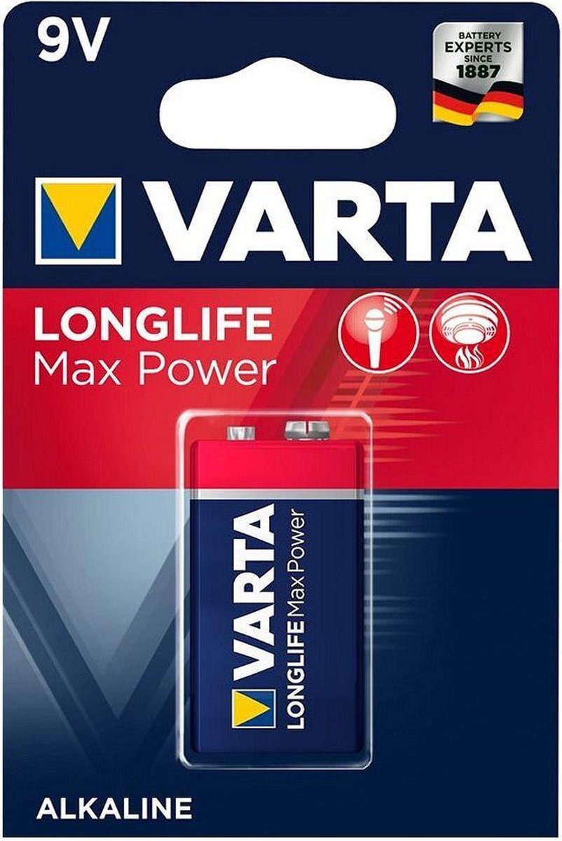 VARTA Max Power 6LR61/9V 4722 Alkaline Battery (Max Tech) - (1 pcs)