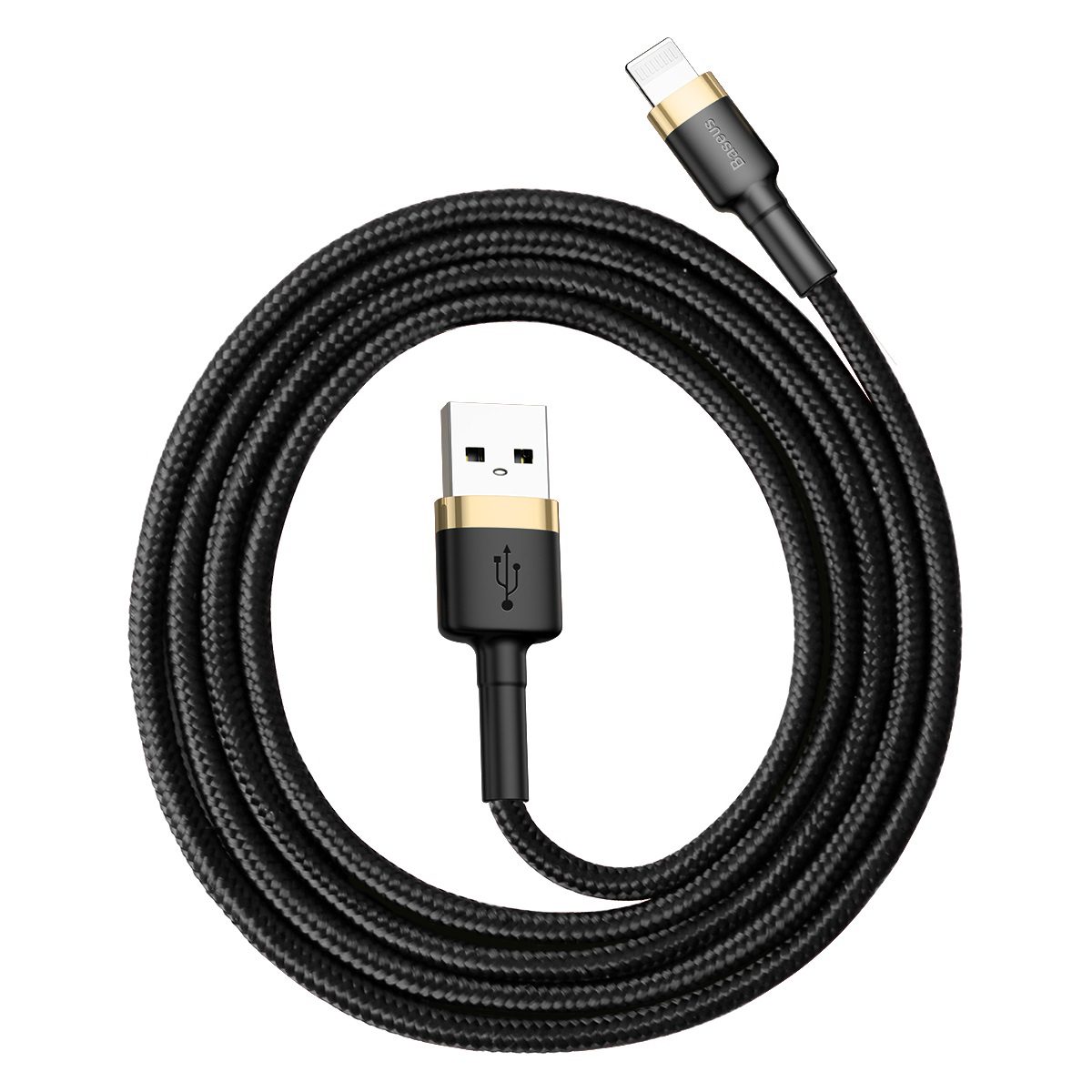 Baseus Cafule Cable Durable Nylon Cable USB / Lightning QC3.0 2.4A 1M - Black-Gold