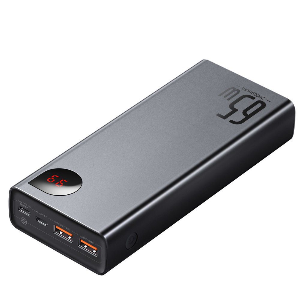 Baseus Adaman Metal Powerbank 20000mAh PD QC 3.0 65W 2xUSB + USB-C + micro USB - Black