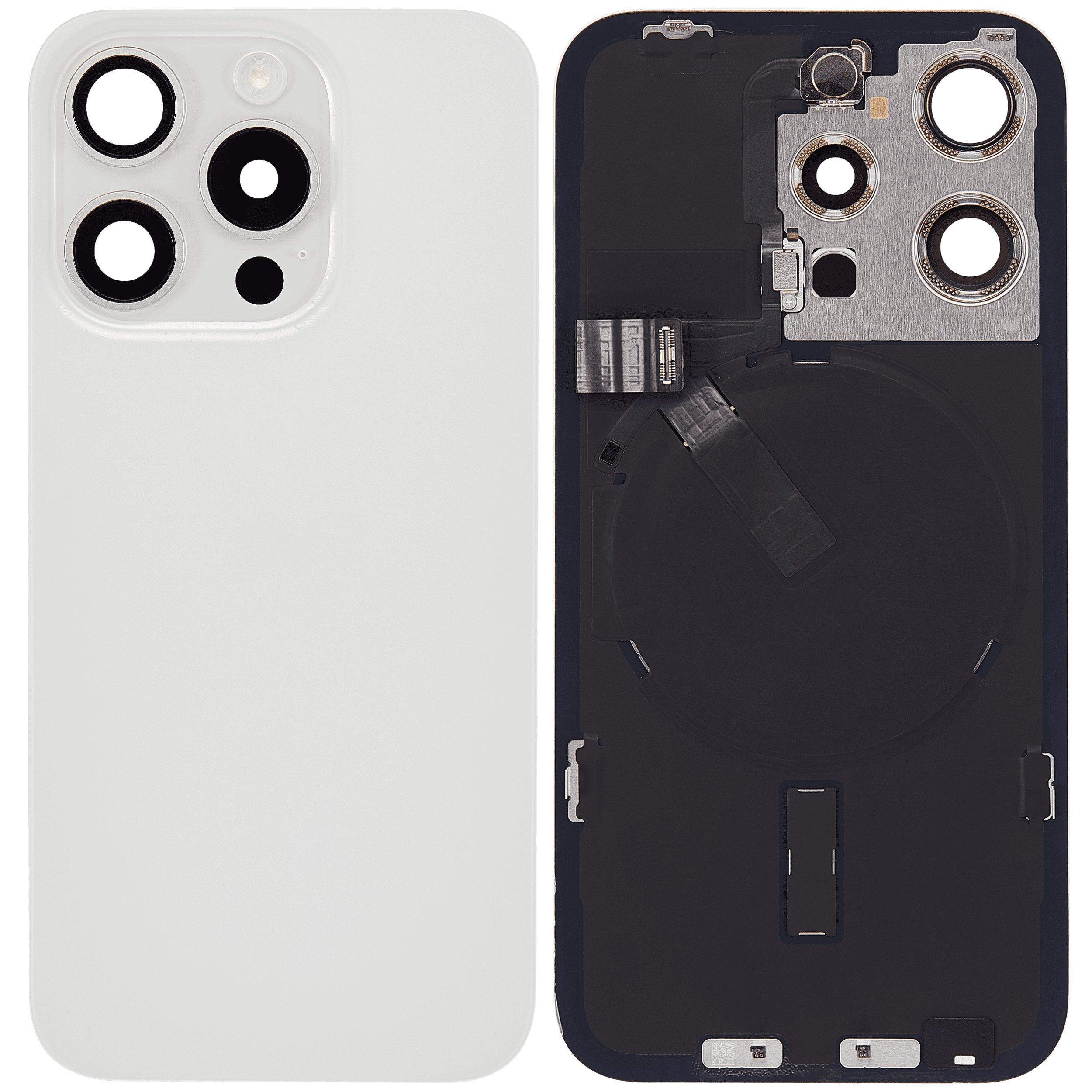 Back Glass + W/Small Component Pre-installed for iPhone 15 Pro (White Titanium)