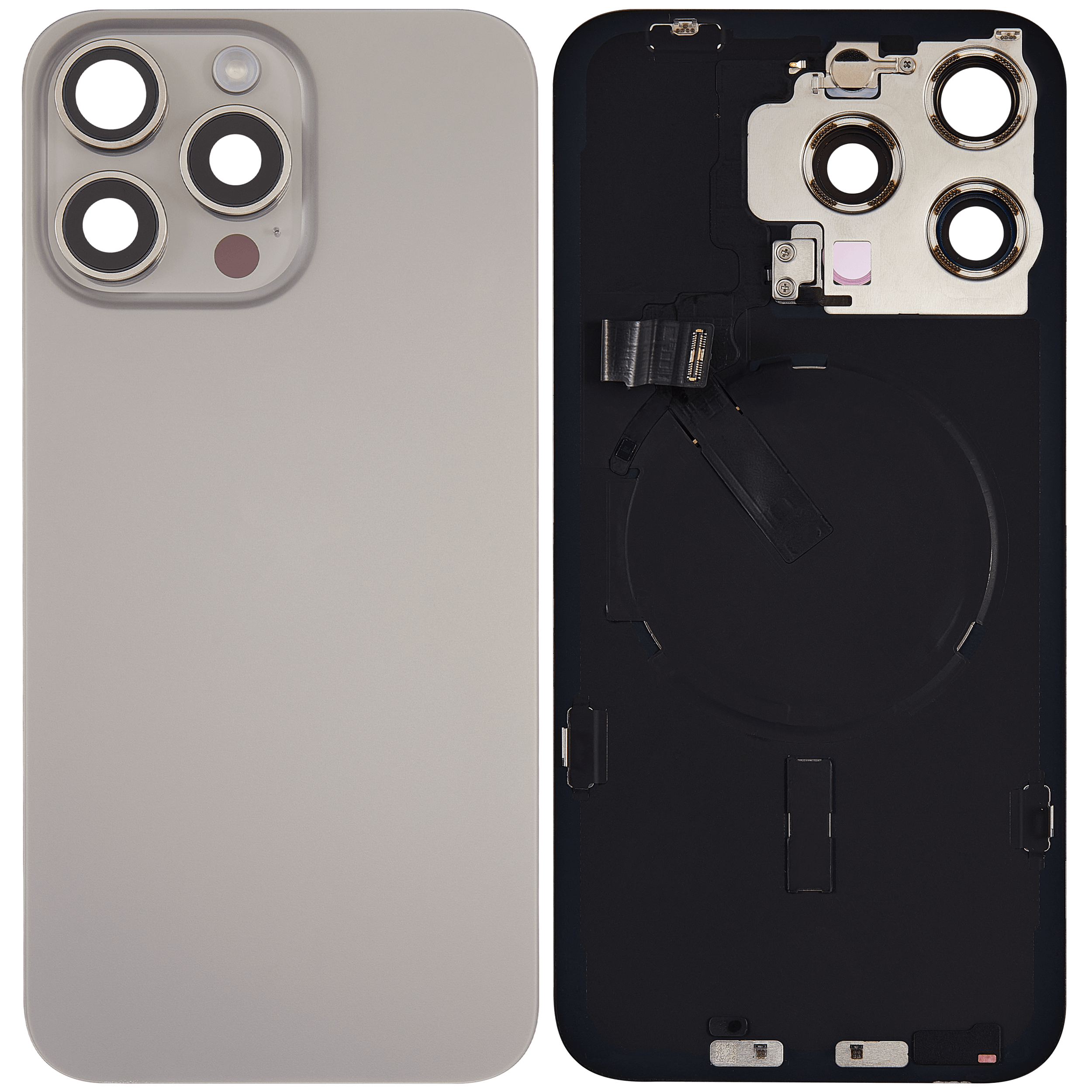 Back Glass + W/Small Component Pre-installed for iPhone 15 Pro Max (Natural Titanium)