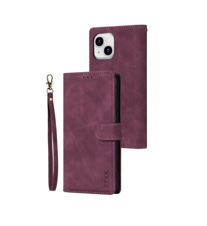 Flip Wallet Leather Card Case for iPhone 15 Pro - Red