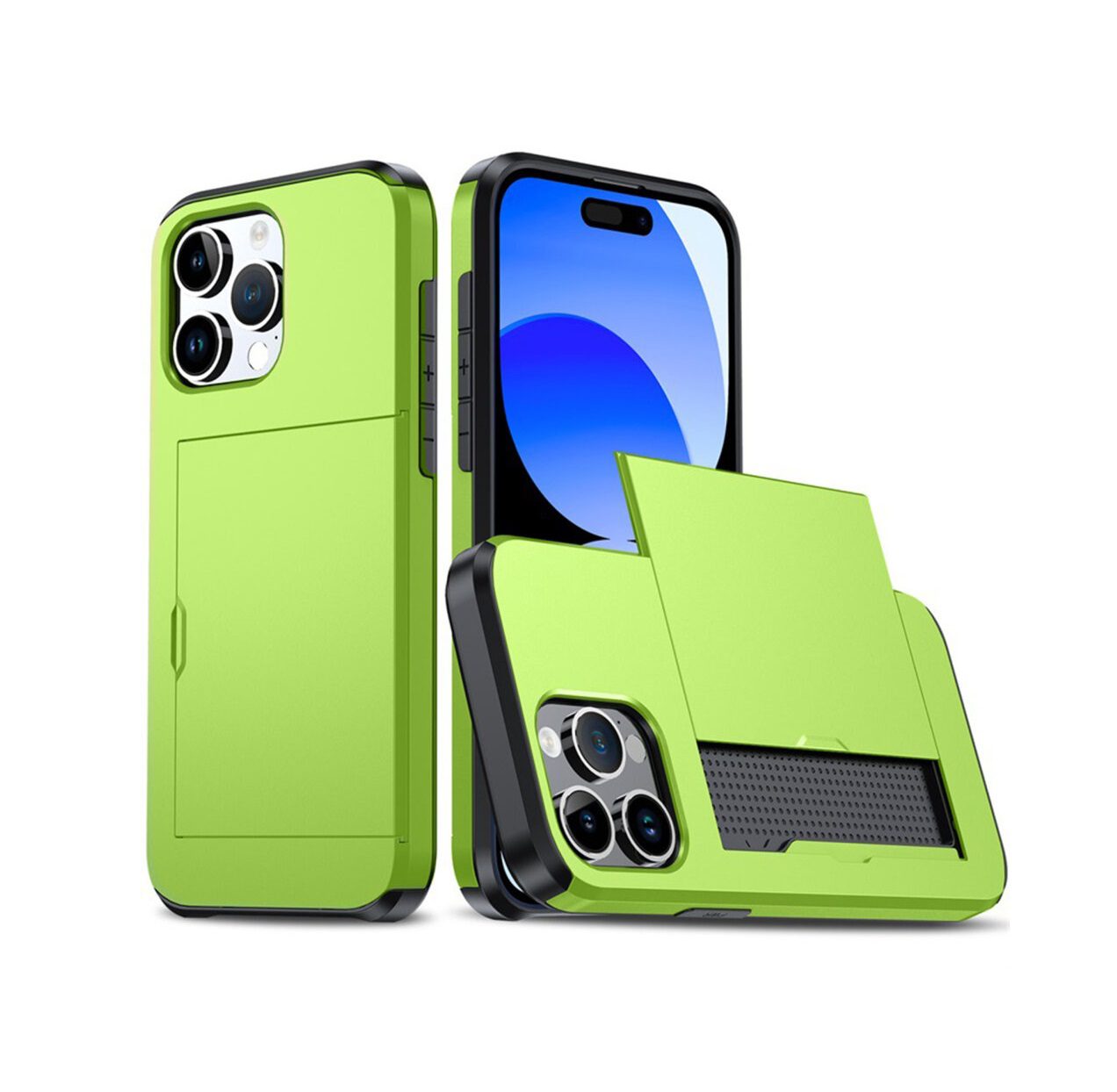 Slide Card Slot Case for iPhone 15 - Green