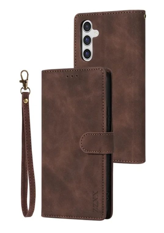 Leather Wallet Flip Card Slot Case for Samsung Galaxy A54 - Brown