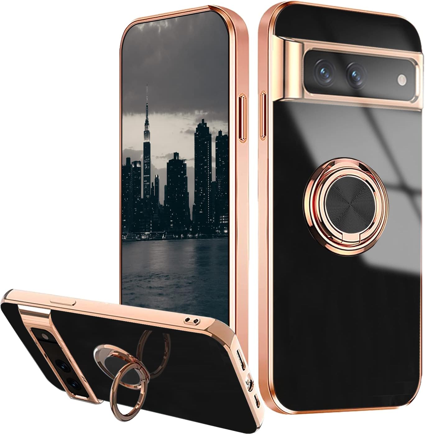 Luxury Plating Silicone Shockproof Case for Google Pixel 6A - Black