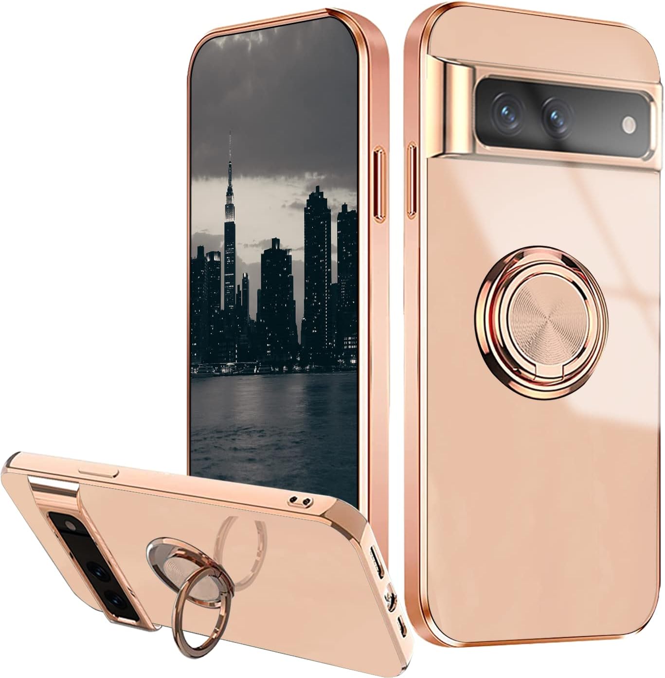 Luxury Plating Silicone Shockproof Case for Google Pixel 6A - Pink