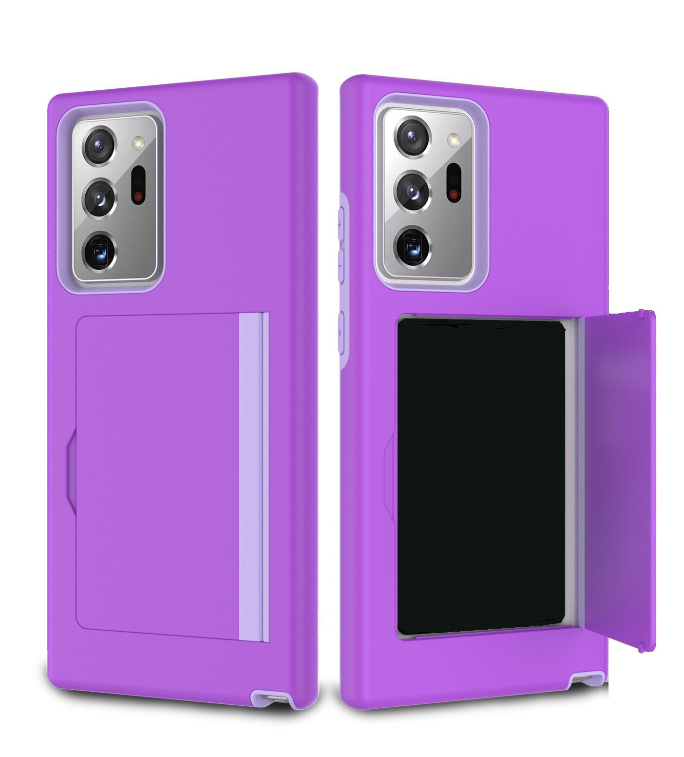 Protective Credit Card Wallet Case for Samsung Galaxy S23 Ultra - Purple