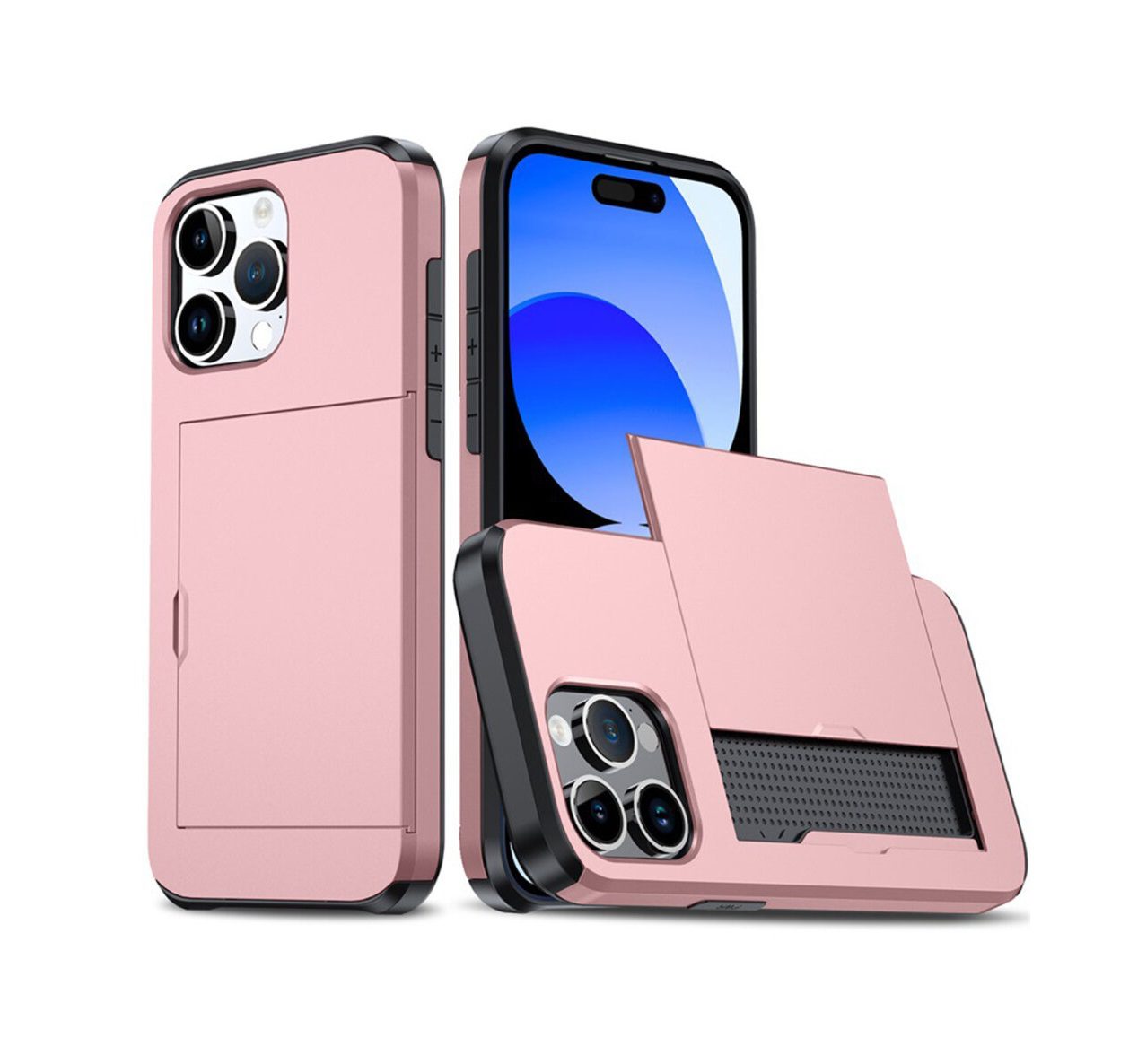 Slide Card Slot Case for iPhone 13 Mini - Rose