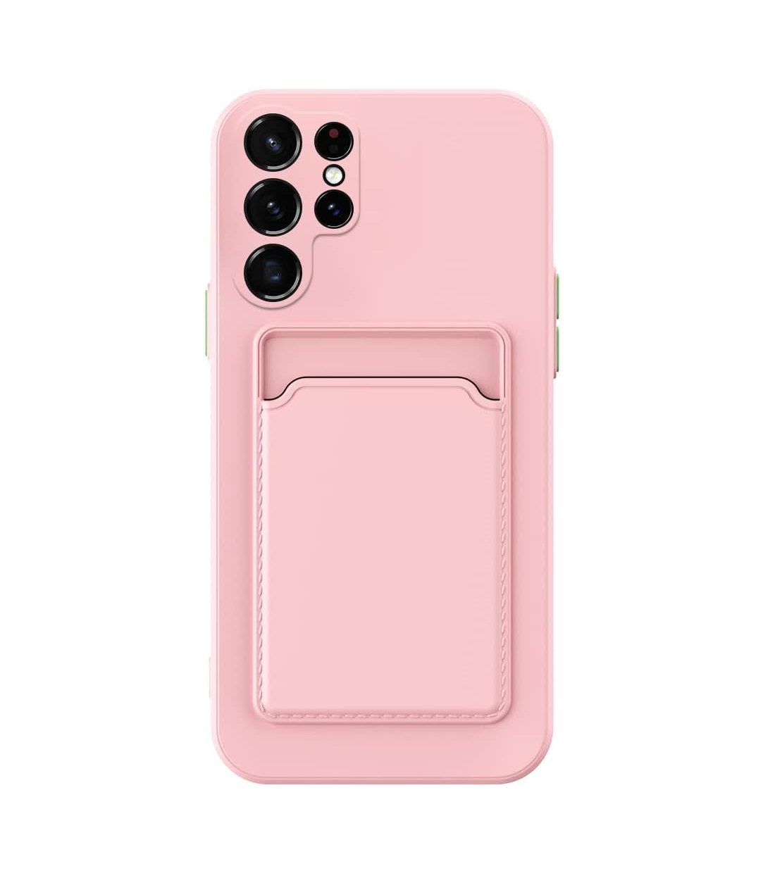 Silicone Shockproof Card Slot Holder Case for Samsung Galaxy S23 Ultra - Pink