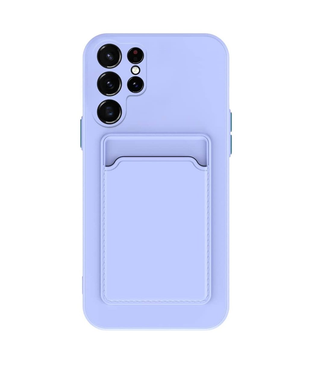 Silicone Shockproof Card Slot Holder Case for Samsung Galaxy S23 Ultra - Purle