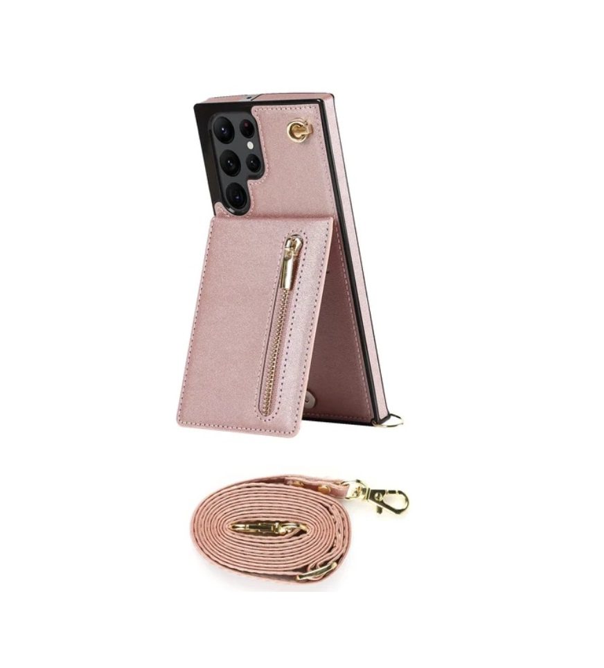 Zipper Wallet Case for Samsung Galaxy S23 Ultra - Pink