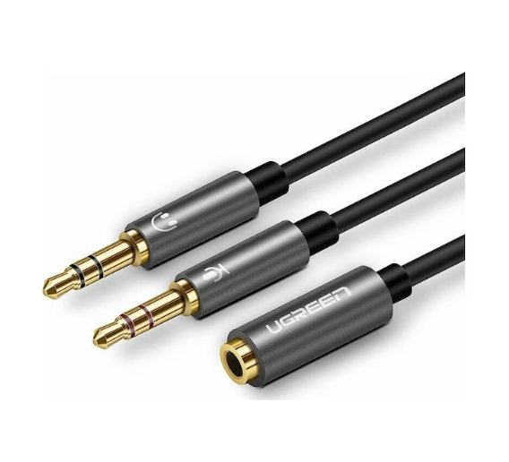 UGREEN Dual 3.5mm Male To 3.5mm Female Audio Cable - Gray