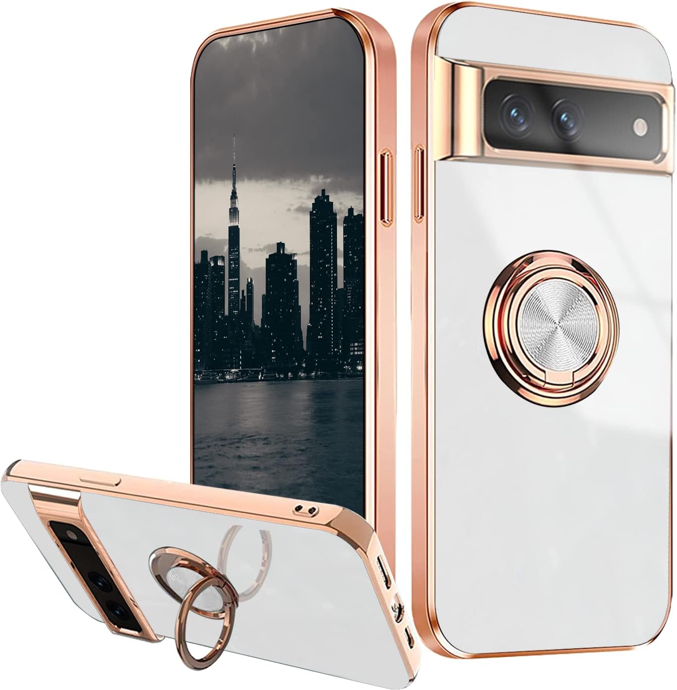 Luxury Plating Silicone Shockproof Case for Google Pixel 7A - White