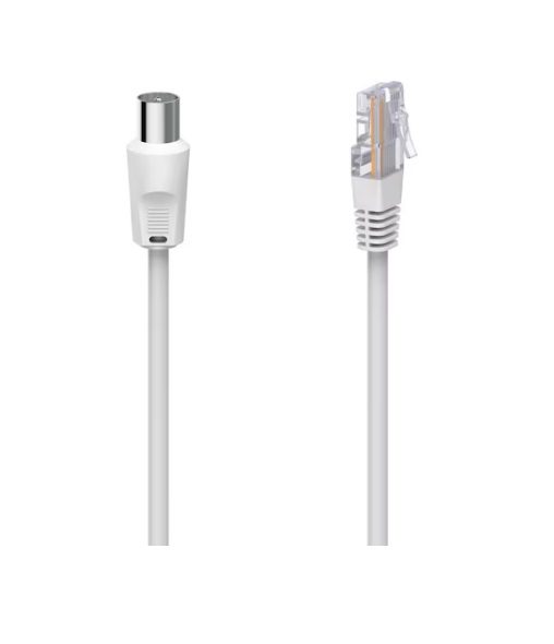 Hama Antenna cable, coax plug - RJ45 plug, 2.5 m, white 75 dB, Antenna cable