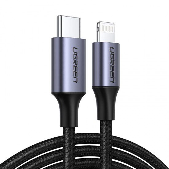 UGREEN USB-C to Lightning Cable Aluminum Shell Braided 1m - Midnight Green