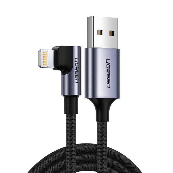 UGREEN Right Angle USB-A to Lightning Cable 1m - Black