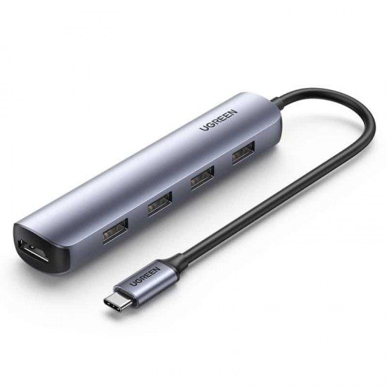 UGREEN USB-C to 4*USB 3.0+HDMI Adapter - Gray
