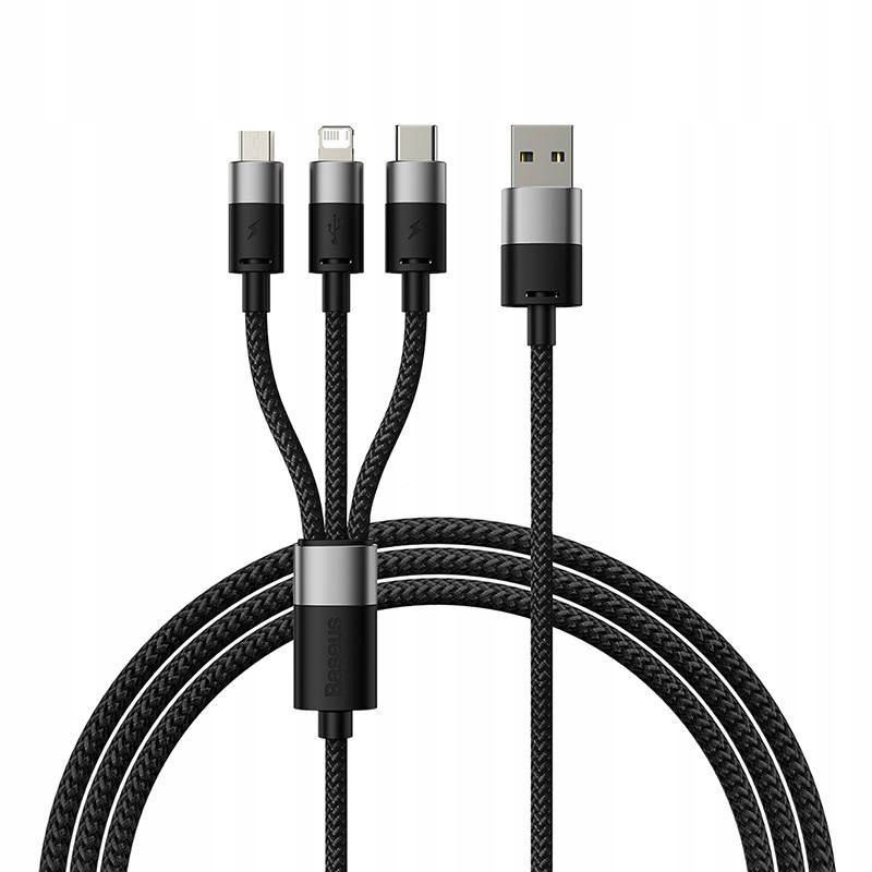 Baseus StarSpeed 1-for-3 Fast Charging Data Cable USB to M+L+C 3.5A 0.6m Cluster - Black (P10319900111-00)