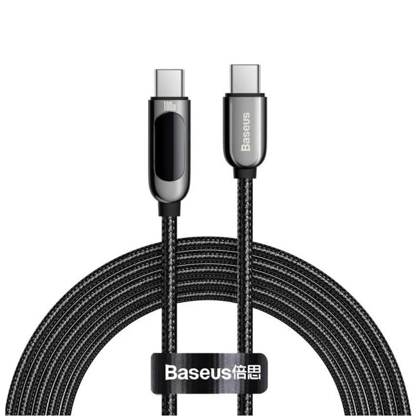 Baseus Display Fast Charging Data Cable Type-C to Type-C 100W 2m - Black (CATSK-C01)
