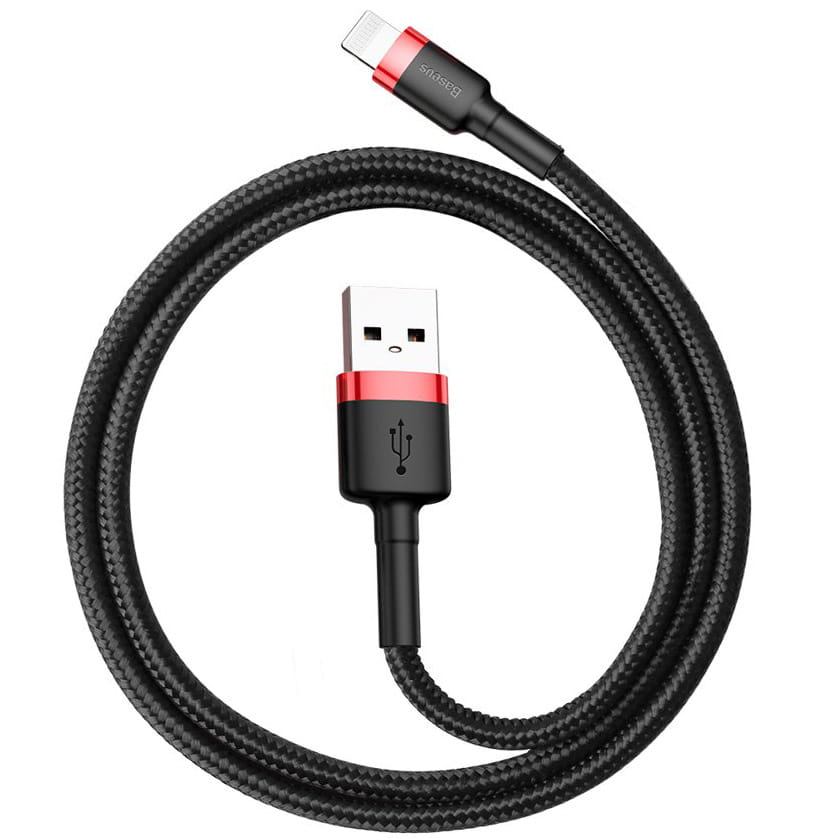 Baseus cafule Cable USB For iP 2.4A 0.5m - Red Black (CALKLF-A19)