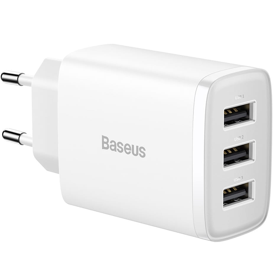 Baseus Compact Charger 3U 17W EU - White (CCXJ020102)