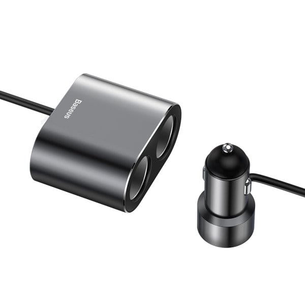 Baseus High Efficiency One to Two Cigarette Lighter(dual-cigarette lighter 80W +dual USB 3.1A) - Black (CRDYQ-01)