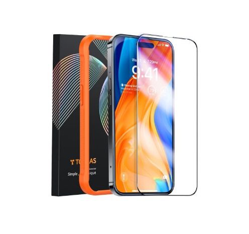 Torras Install-Master Screen Protector For iPhone 15 Pro Max (1 Piece) - Black