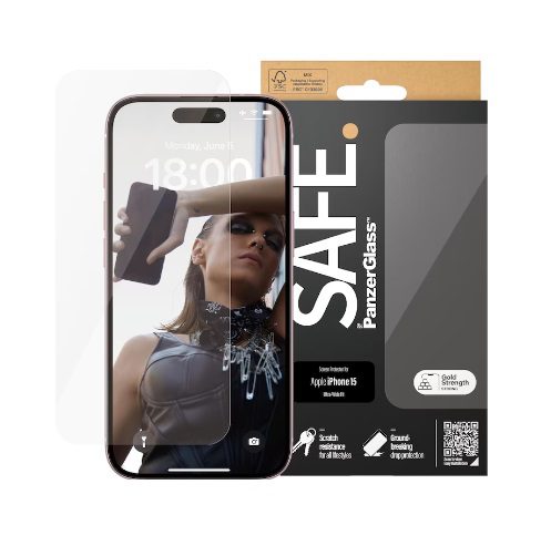 PanzerGlass SAFE Screen Protector Ultra-Wide Fit (1 Piece), iPhone 15