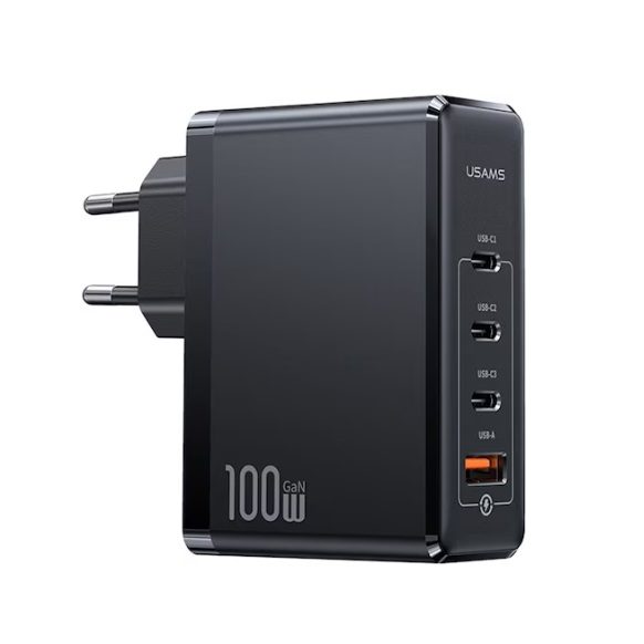 Usams T50 100W 4 Ports ACCC GaN Fast Charger (EU) (CC163TC01) - Black