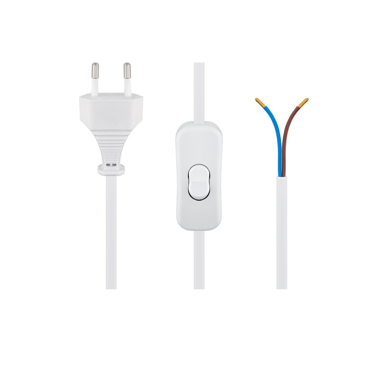 Goobay Power Cord with Switch, 1.50m - White