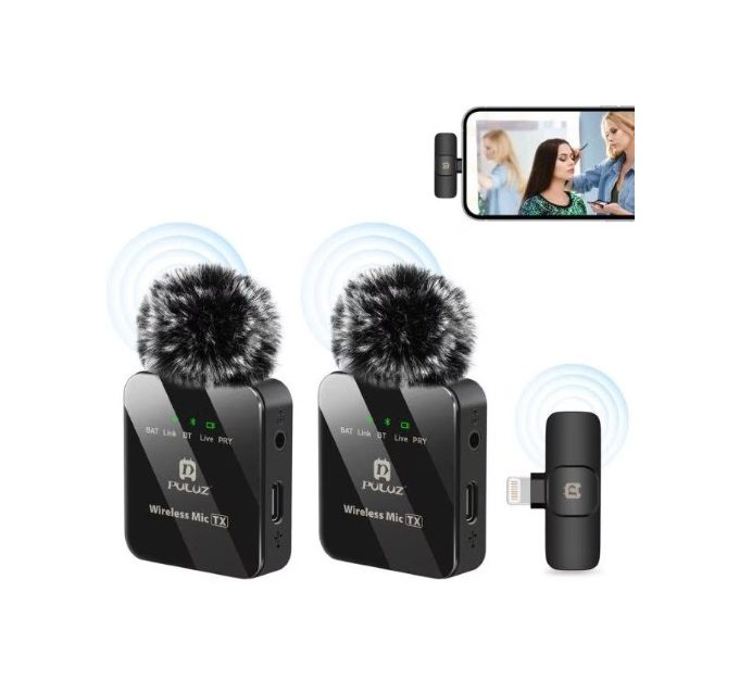 Puluz Dual Lavalier Microphone Lightning - Professional Lapel Mic